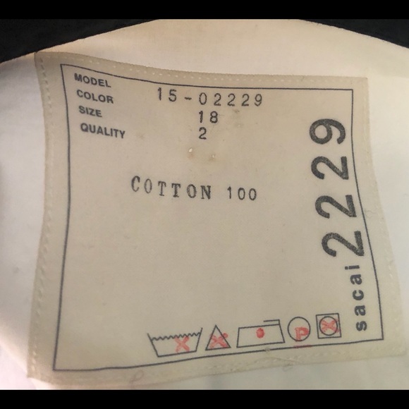 SACAI laser cut cotton short sleeve blouse, black collar and detailing (sze 2/M) - Picture 13 of 16